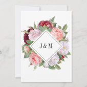 モノグラムエレガントヴィンテージバラブルグンディ結婚ズ 招待状 (裏面)