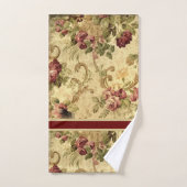 モノグラムエレガントヴィンテージフローラブルゴーニュバラ バスタオルセット (ハンドタオル)