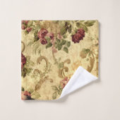 モノグラムエレガントヴィンテージフローラブルゴーニュバラ バスタオルセット (ウォッシュタオル)