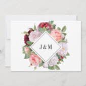 モノグラムエレガントヴィンテージブルゴーニュ結婚ーバラ セーブザデート (裏面)