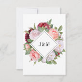 モノグラムエレガントヴィンテージブルゴーニュ結婚ーバラ 出欠カード (裏面)