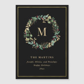 モノグラムエレガント付きゴールデンクリスマスリース (正面)