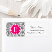 モノグラムエレガント付きダマスク模様 ラベル (インサイチュ)