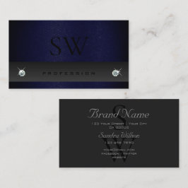 モノグラムエレガント付きダークグレーブルーのヘビ模様 名刺