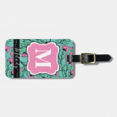 モノグラムエレガント付きピンクのフローララゲージタグ ラゲッジタグ (正面横)