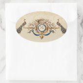 モノグラムエレガント付き孔雀結婚式用シール 楕円形シール (バッグ)