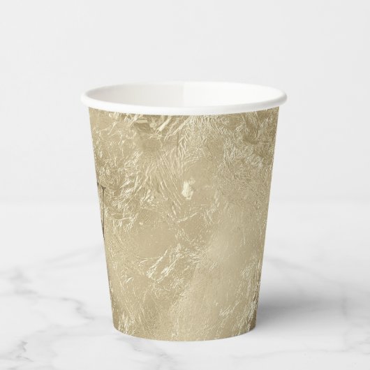 モノグラムエレガント付き金ゴールドメタリック模様 紙コップ (左)
