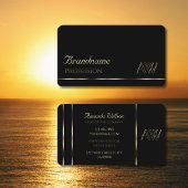 モノグラムエレガント付き黒いシマストライプリー金ゴールド 名刺