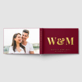 モノグラムエレガント写真ブルグンディ結婚ズ ゲストブック (全面)