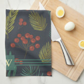 モノグラムエレガント冬植物学 キッチンタオル (四つ折り)