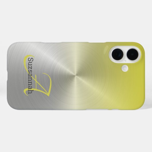 モノグラムエレガント名イエローグラデーションメフェイクタル Case-Mate iPhoneケース (裏面 (横))