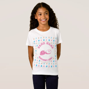 モノグラムエレガント名カラフル誕生日ガールピンク Tシャツ