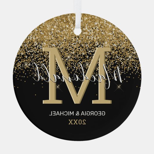 モノグラムエレガント名クリスマスガラスオーナメント ガラスオーナメント (裏面)