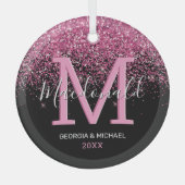 モノグラムエレガント名クリスマスガラスオーナメント ガラスオーナメント (正面)