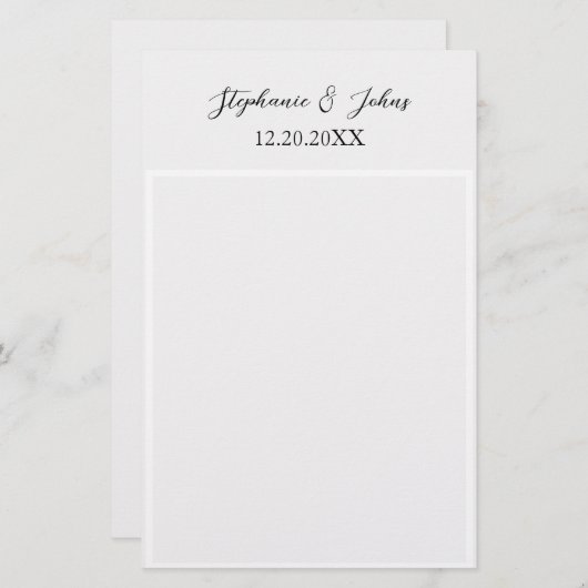 モノグラムエレガント名シンプルミニマル結婚の 便箋 (正面/裏面)