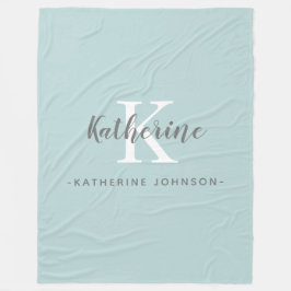 モノグラムエレガント名ブルーフリースブランケット フリースブランケット