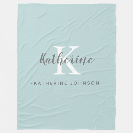 モノグラムエレガント名ブルーフリースブランケット フリースブランケット (正面)