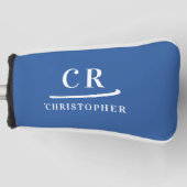 モノグラムエレガント名モダンイニシャルブルーパター ゴルフヘッドカバー (正面)