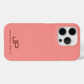 モノグラムエレガント名モダン桃の色のストライプ Case-Mate iPhoneケース (裏面 (横))