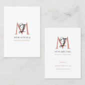 モノグラムエレガント名白黒バラ金ゴールド 名刺 (正面/裏面)