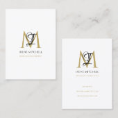 モノグラムエレガント名白黒金ゴールド 名刺 (正面/裏面)