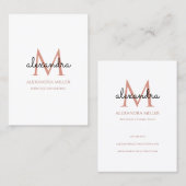 モノグラムエレガント名赤面ピンクホワイトブラック 名刺 (正面/裏面)