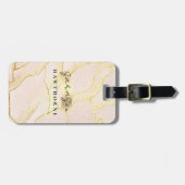 モノグラムエレガント名金フェイク箔赤面ピンク ラゲッジタグ (正面横)