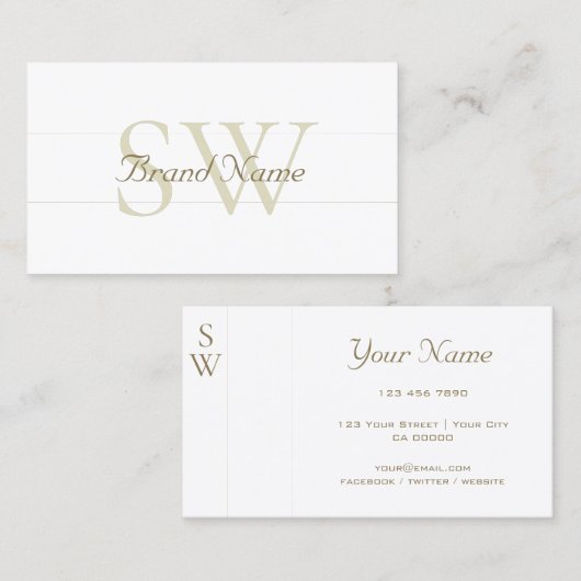 モノグラムエレガント品質の非常に真珠と白 名刺 (正面/裏面)