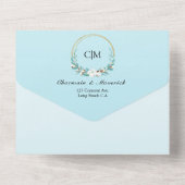 モノグラムエレガント夏ビーチ結婚式すべてI オールインワン招待状 (裏面)