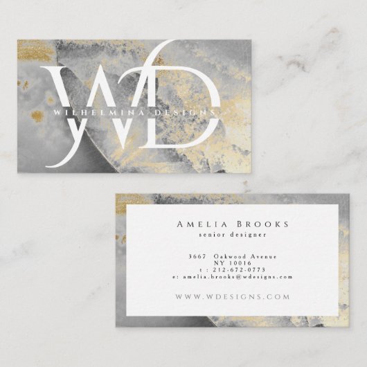モノグラムエレガント大理石シックモダンデザイナー 名刺 (正面/裏面)