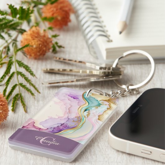 モノグラムエレガント大理石液体インク キーホルダー (正面右)