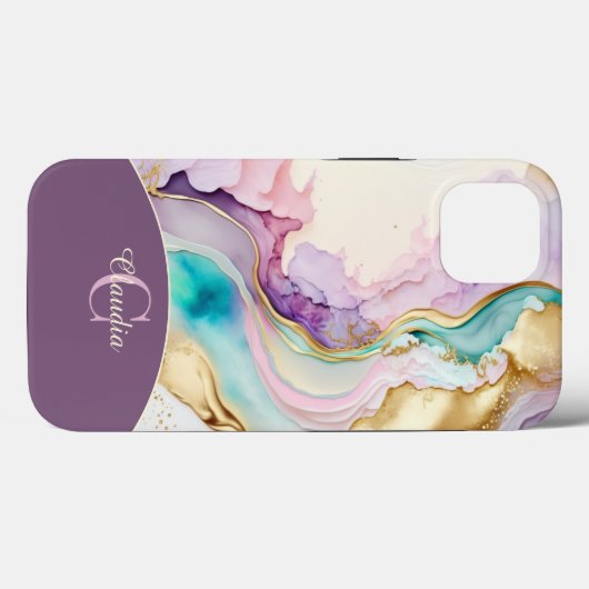 モノグラムエレガント大理石液体インク Case-Mate iPhoneケース (裏面 (横))