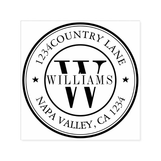 モノグラムエレガント差出人住所自己インク セルフインキングスタンプ (デザイン)