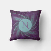 モノグラムエレガント抽象芸術スパイラルパープルティール（緑がかった色） クッション (裏面)