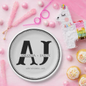 モノグラムエレガント新郎新婦が結婚式パーティーを命名 ペーパープレート (パーティー)