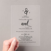 モノグラムエレガント書道アクリル結婚ズ アクリル招待状 (インサイチュ (ポータブル))