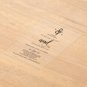 モノグラムエレガント書道アクリル結婚ズ アクリル招待状 (レイダウン)