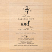 モノグラムエレガント書道アクリル結婚ズ アクリル招待状 (正面)