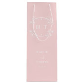 モノグラムエレガント書道ピンク抱き枕結婚ズ ワインギフトバッグ (正面)