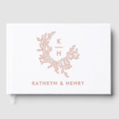 モノグラムエレガント植物冠フォトズ結婚ーズ ゲストブック (正面)