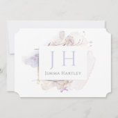 モノグラムエレガント水彩ワイルドフラワー ノートカード (正面)