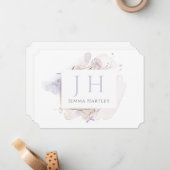 モノグラムエレガント水彩ワイルドフラワー ノートカード (正面/裏面インサイチュ)