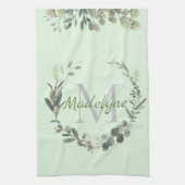 モノグラムエレガント水彩植物学 キッチンタオル (縦)