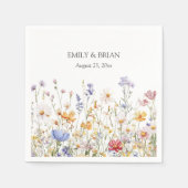 モノグラムエレガント水彩野カラフル花 スタンダードカクテルナプキン (正面)