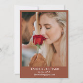 モノグラムエレガント焼けオレンジの野結婚花 招待状 (裏面)