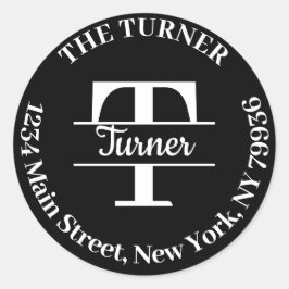 モノグラムエレガント独自の差出人住所を作成 ラウンドシール