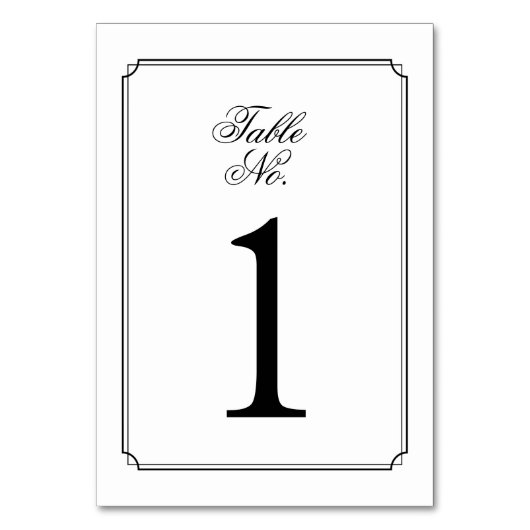 モノグラムエレガント白黒スクリプト テーブルナンバー (裏面)