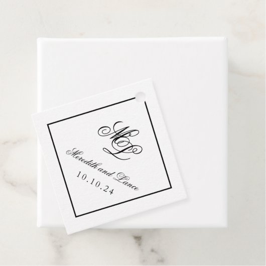 モノグラムエレガント白黒スクリプト フェイバータグ (インサイチュ)