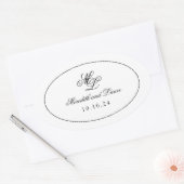 モノグラムエレガント白黒スクリプト 楕円形シール (封筒)