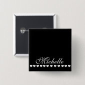 モノグラムエレガント白黒ハート 缶バッジ (正面&裏面)